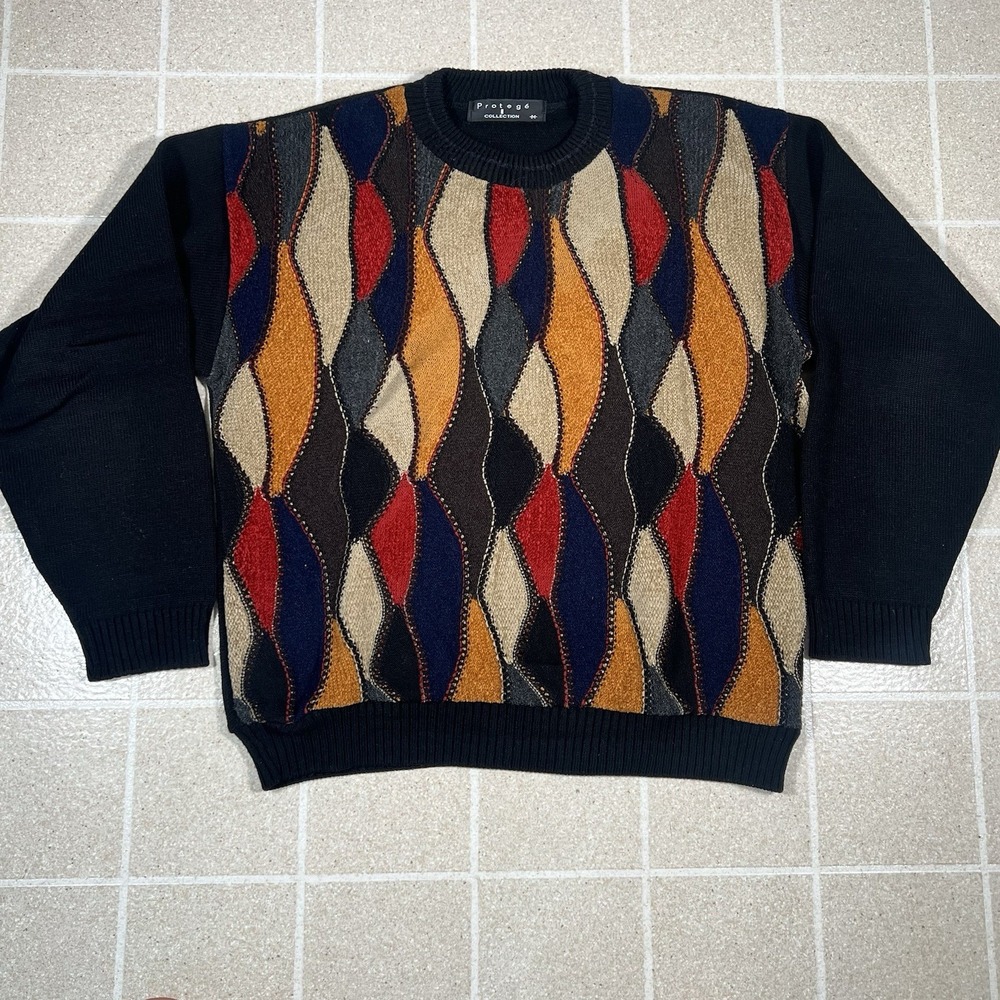 Vintage Protege Sweater Men's Large Textured Knit 90s Coogi Cosby Grandpa Biggie